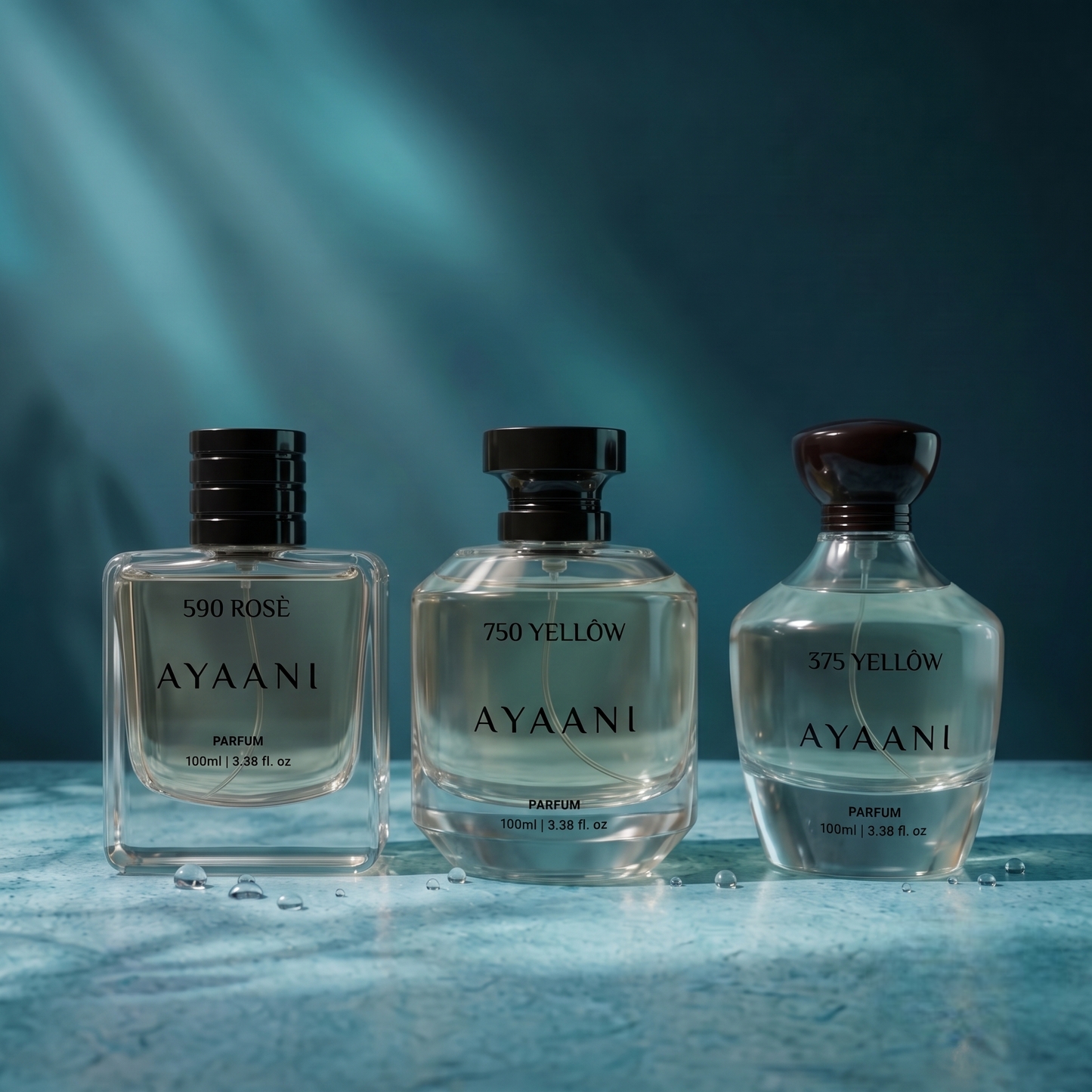 AYAANI Signature Trio – Pack of 3 375 Yellow, 750 Yellow & 590 Rosé Luxury Parfum Gift Set for Men & Women | 3 x 100ml