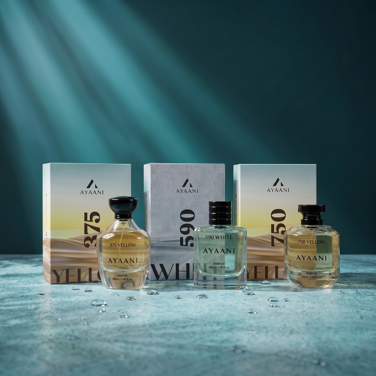 AYAANI Signature Trio – Pack of 3 375 Yellow, 750 Yellow & 590 White Luxury Parfum Gift Set for Men & Women | 3 x 100ml