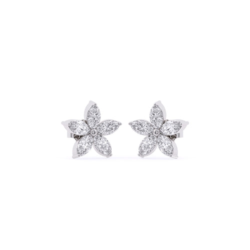 Fancy Floret Marquise Diamond Studs For Grils
