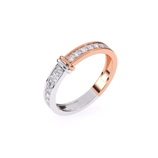 Amazing Round Diamond Two Tone Band For Better Half