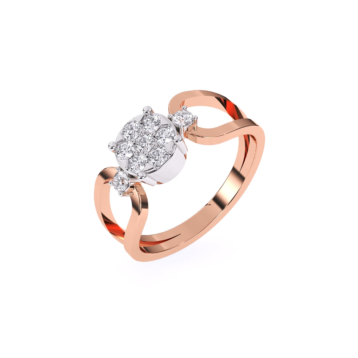 Buy 14KT Lavish Floral Rose Gold Diamond Ring Online – Ayaani