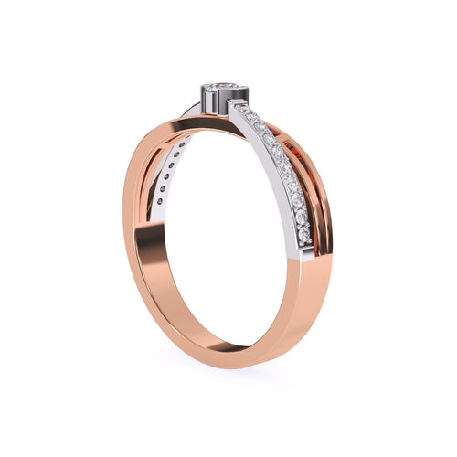 Antique Crossover Diamond Ring in Rose Gold And White Gold