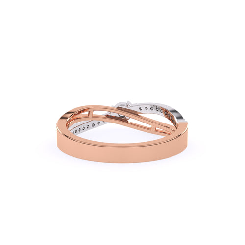 Antique Crossover Diamond Ring in Rose Gold And White Gold