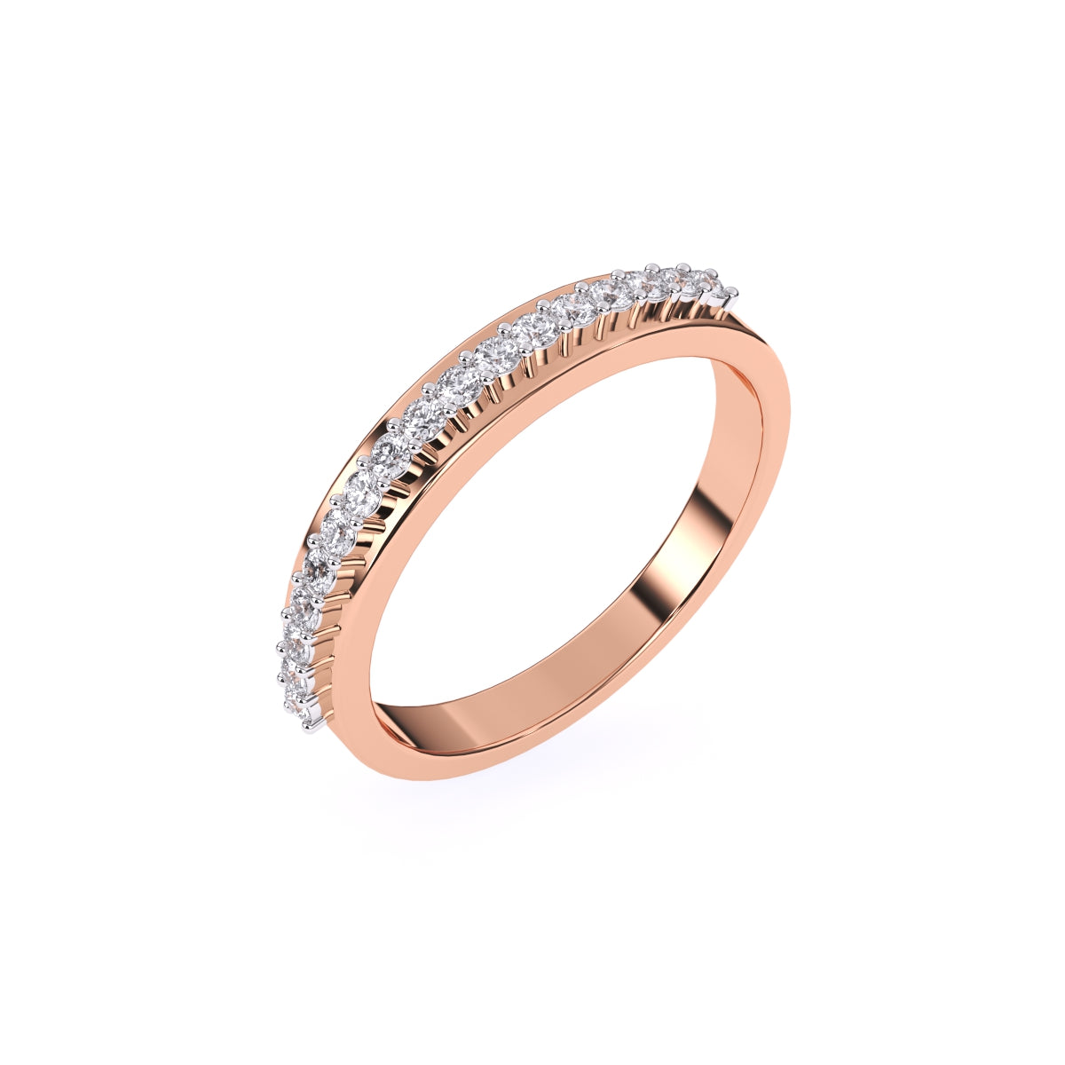 Milgrain Diamond wedding band solid 14k rose gold,half eternity ring,engagement  ring,stacking matching band,anniversary ring,Marquise set