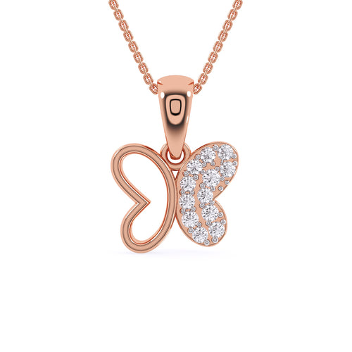 Rose Gold Butterfly Pendant With Diamonds