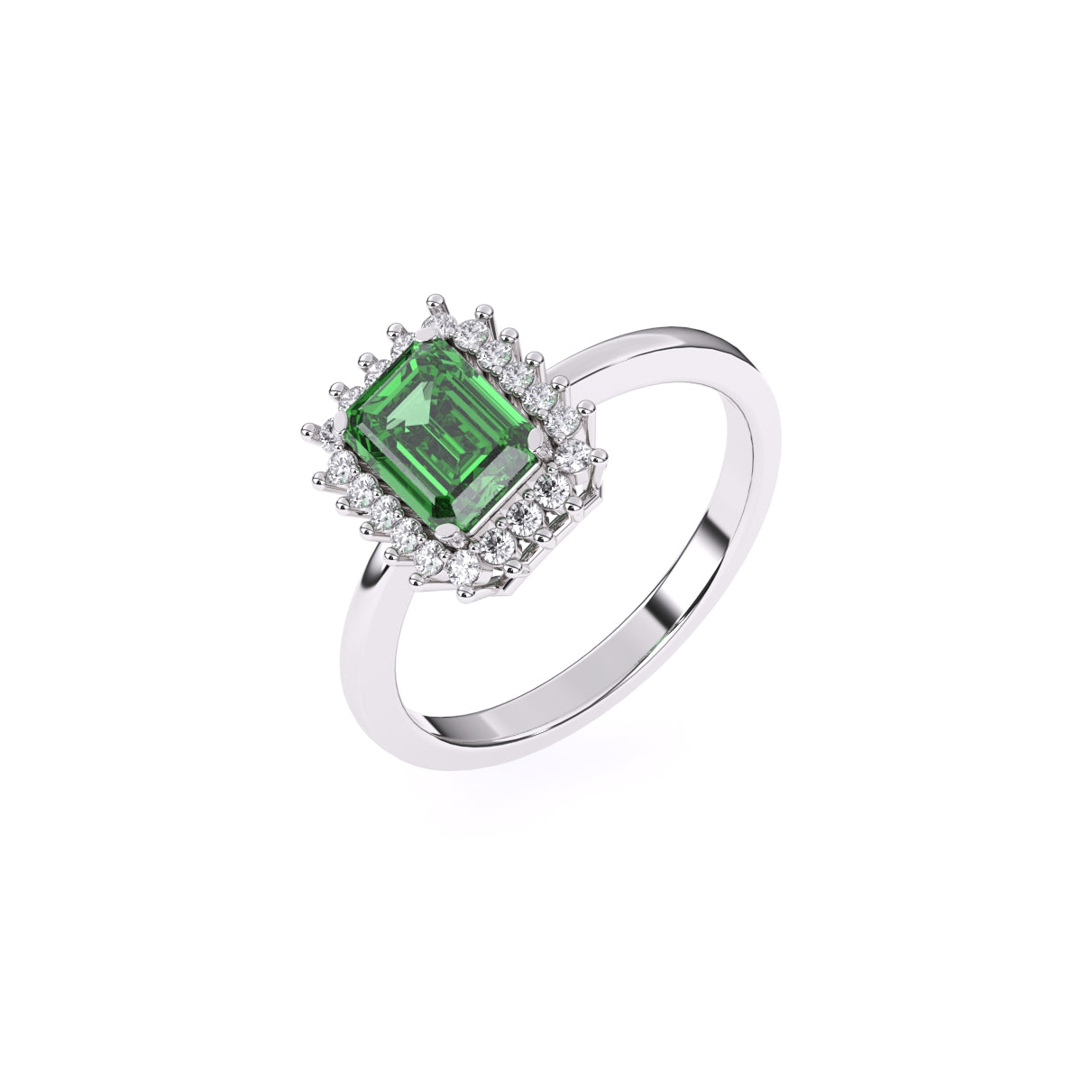 1.00CT Emerald Cut Diamond Engagement Ring with Halo – Justin's Jewelers