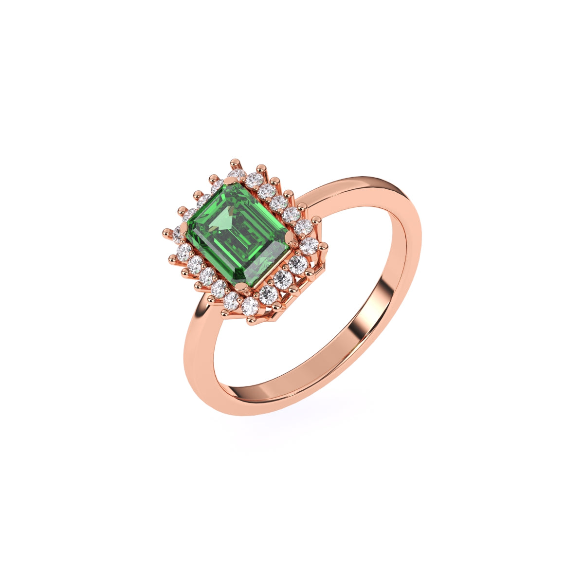 Pear Emerald Engagement Ring Stack Rose Gold 7 Diamond Wedding Band | La  More Design