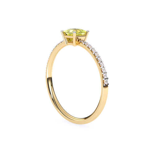 Trendy Yellow Topaz Pricess Diamond Dainty Ring
