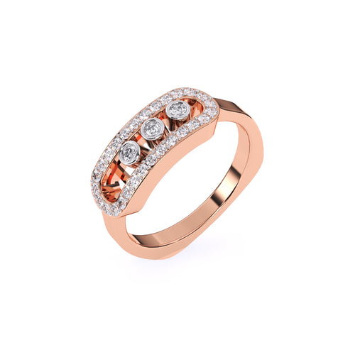 Imperia Bezel Set Three Diamond Art Deco Ring