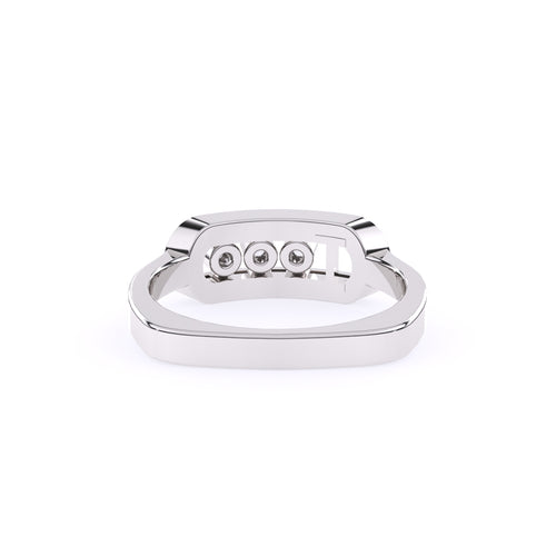 Imperia Bezel Set Three Diamond Art Deco Ring