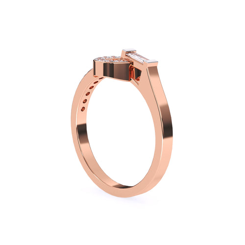 Modern Open Circle Round And Baguette Diamond Ring
