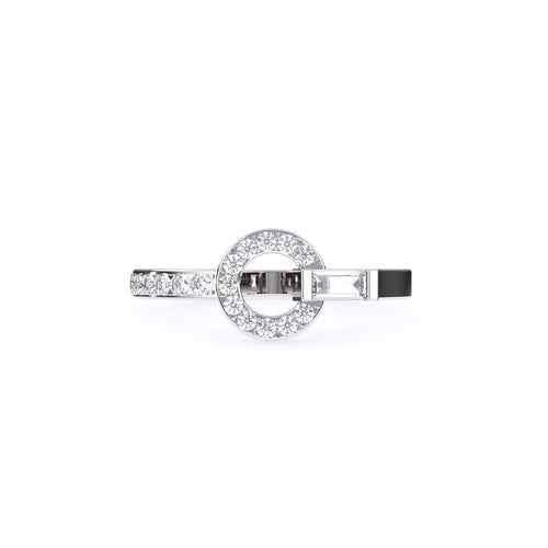 Modern Open Circle Round And Baguette Diamond Ring