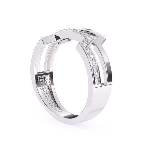 Groovy Two Row Curved Diamond Wedding Ring
