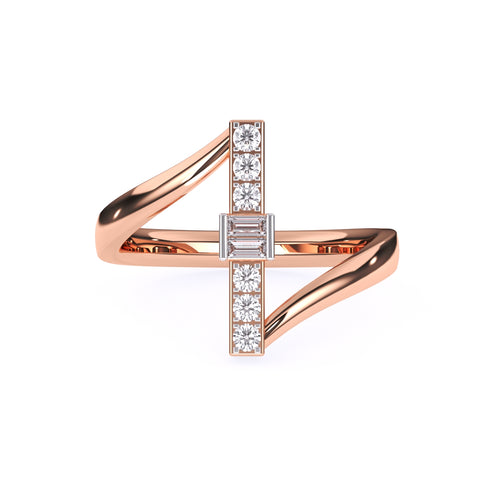 Tiny Baguette Diamond Bar Ring Gift For Daughter