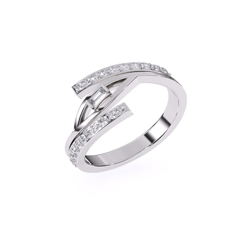 Charming Lab Grown Diamond Twig Baguette Open Ring