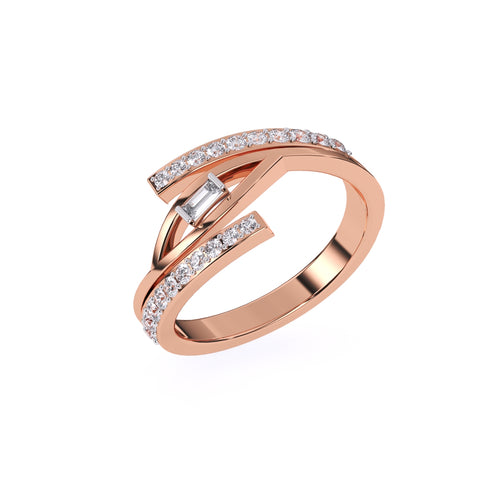Charming Lab Grown Diamond Twig Baguette Open Ring