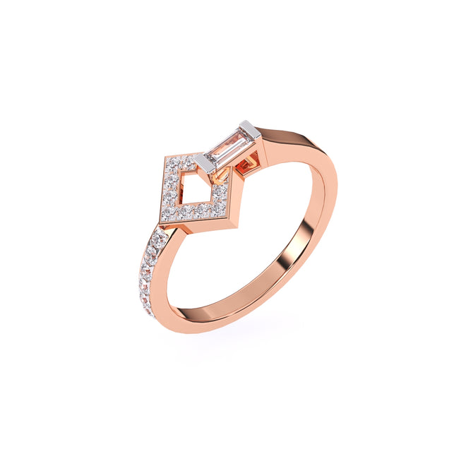 Open Square Style Sparkling Diamond Ring For Women