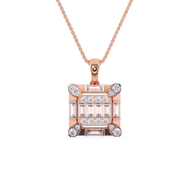 Luxurious Diamond Square Charm Pendant