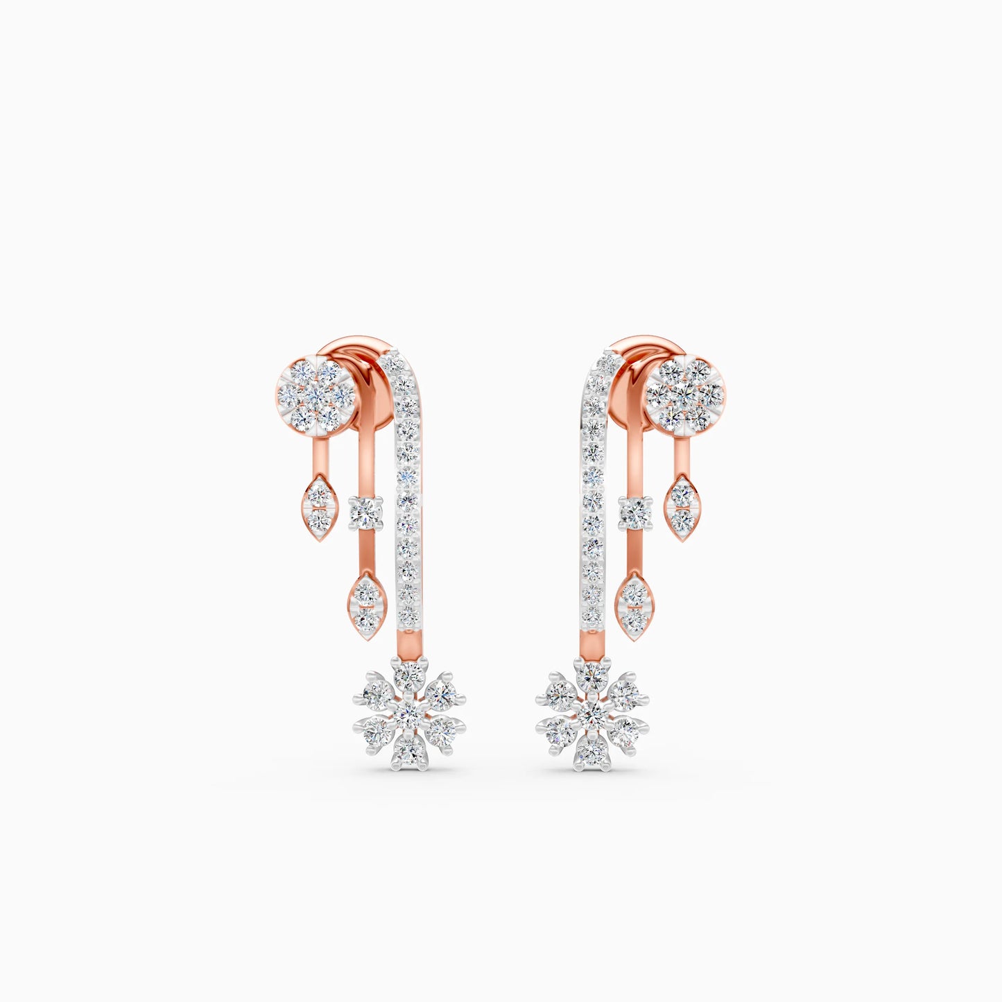 Diamond Cascade Snowflake Earrings