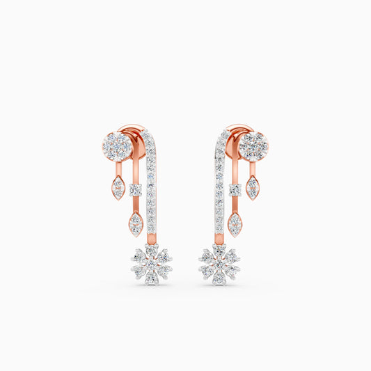 Diamond Cascade Snowflake Earrings