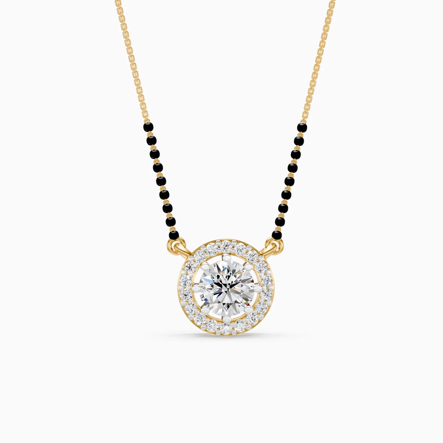 Round Halo Mangalsutra Pendant