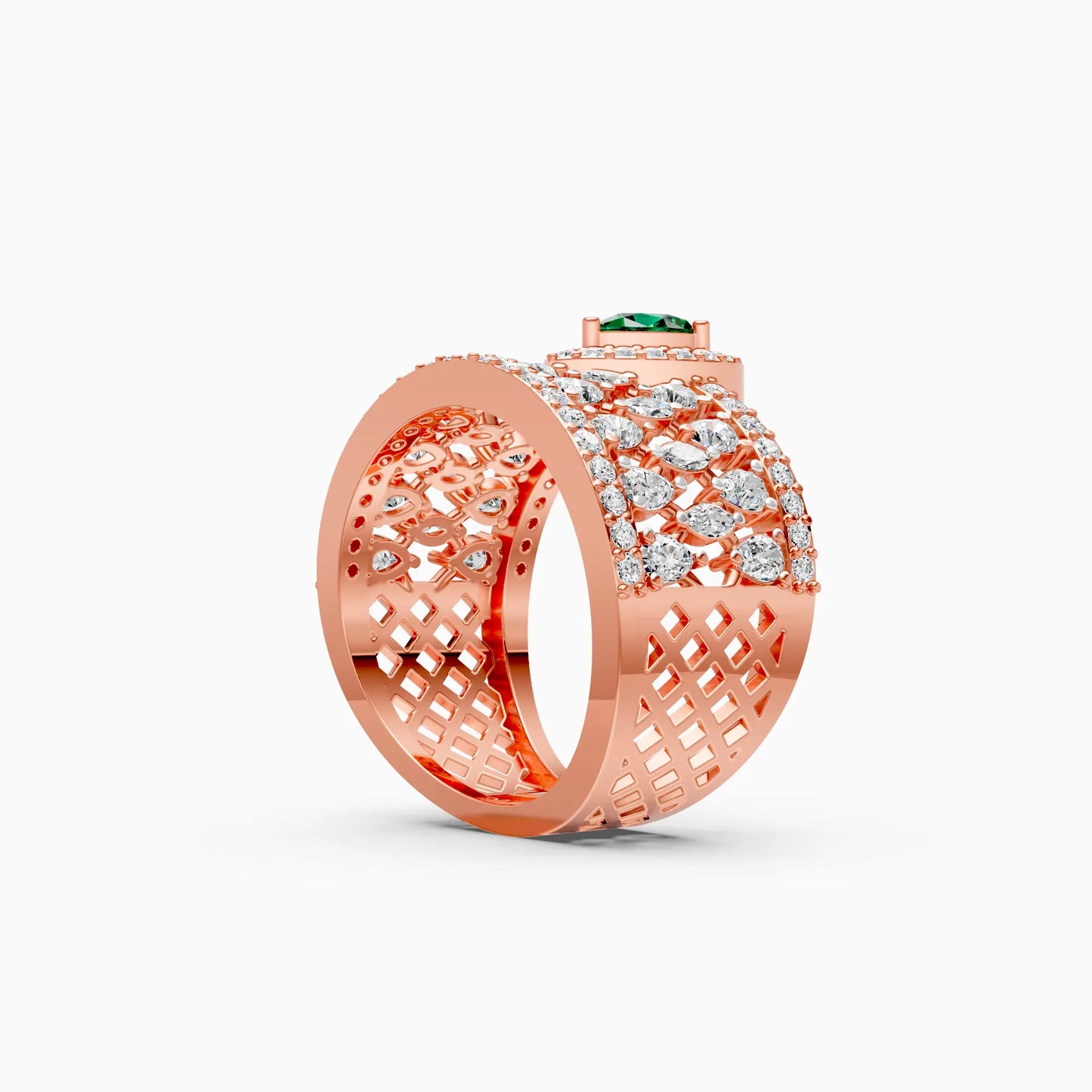Pear Green Stone Lattice Ring