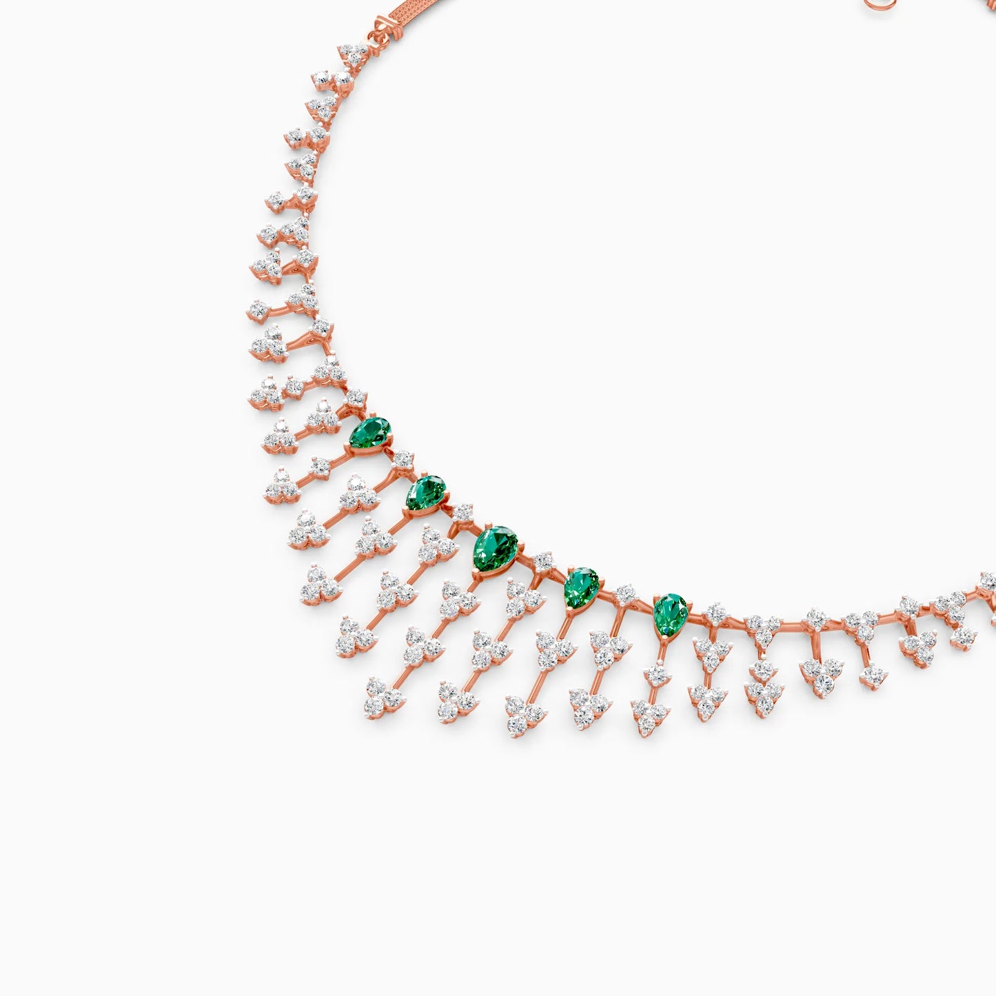 Pear Green Stone Fringe Necklace