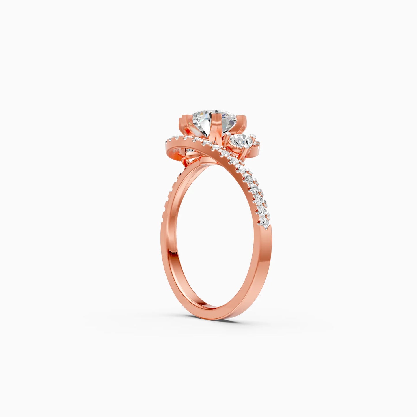 Round Diamond Swirl Ring
