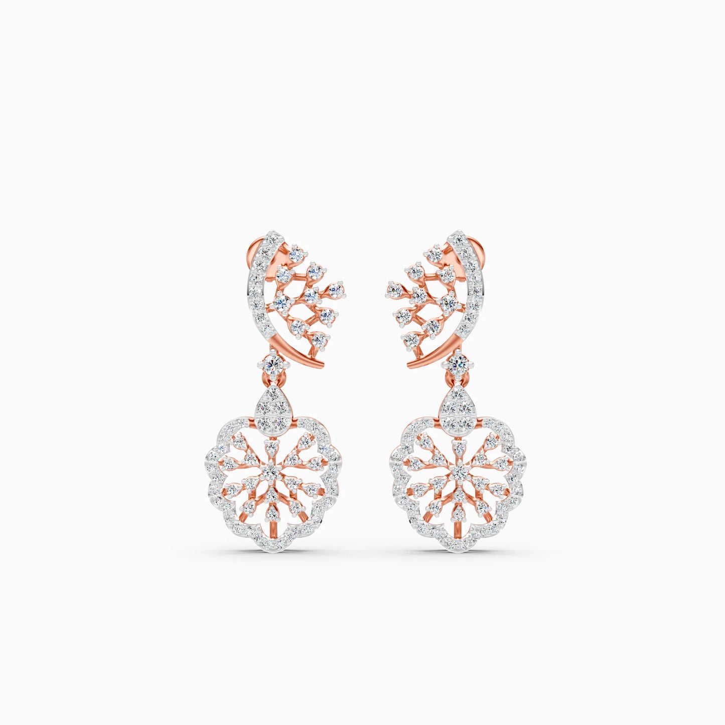 Diamond Rosette Drop Earrings