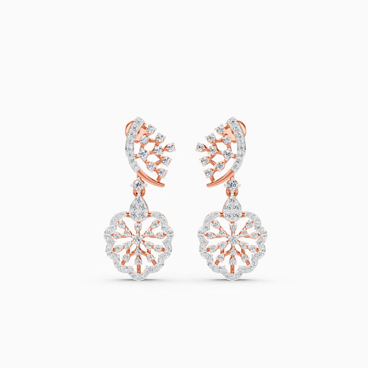 Diamond Rosette Drop Earrings