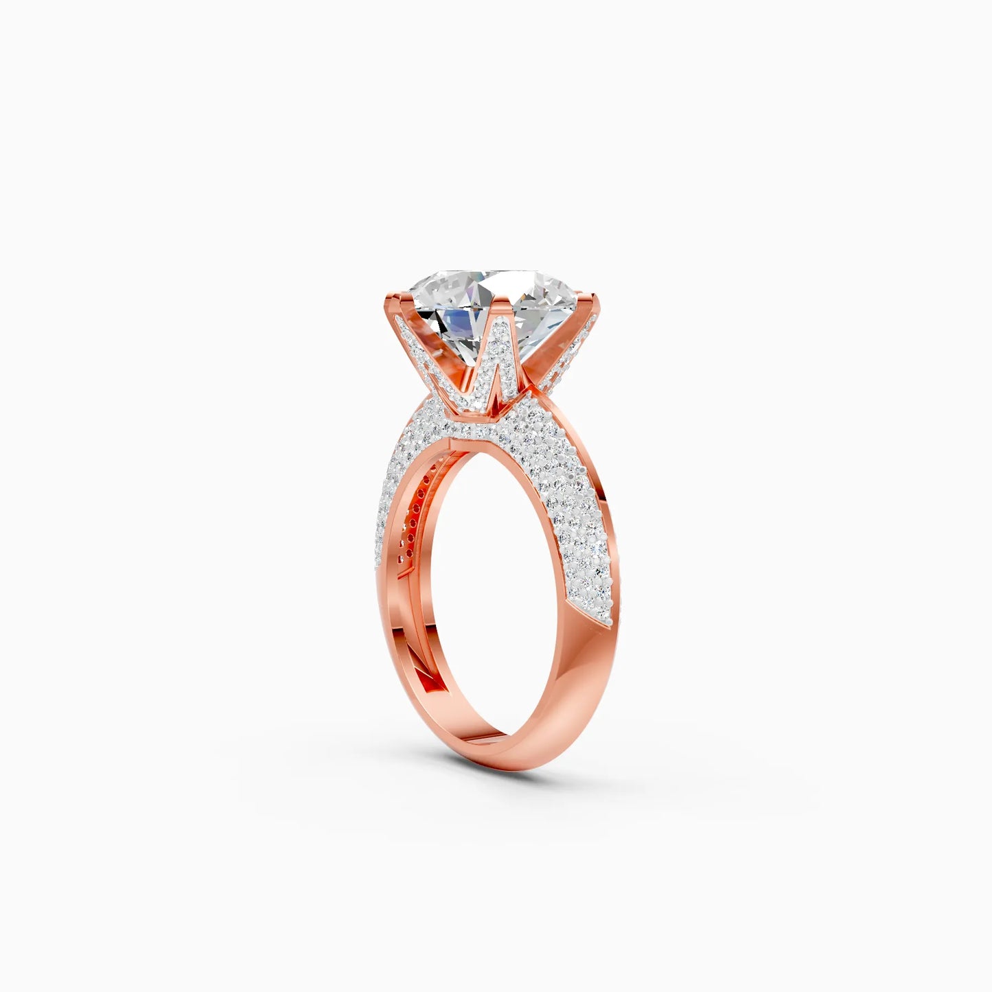 Round Solitaire Pavé Ring