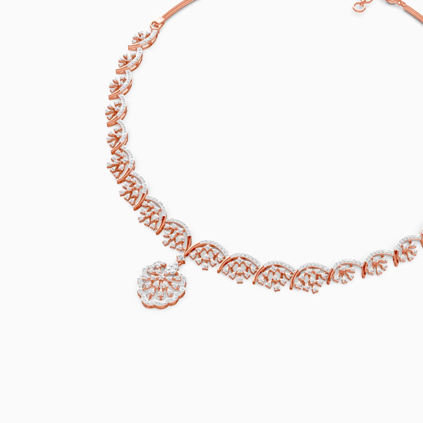 Diamond Fan Motif Necklace