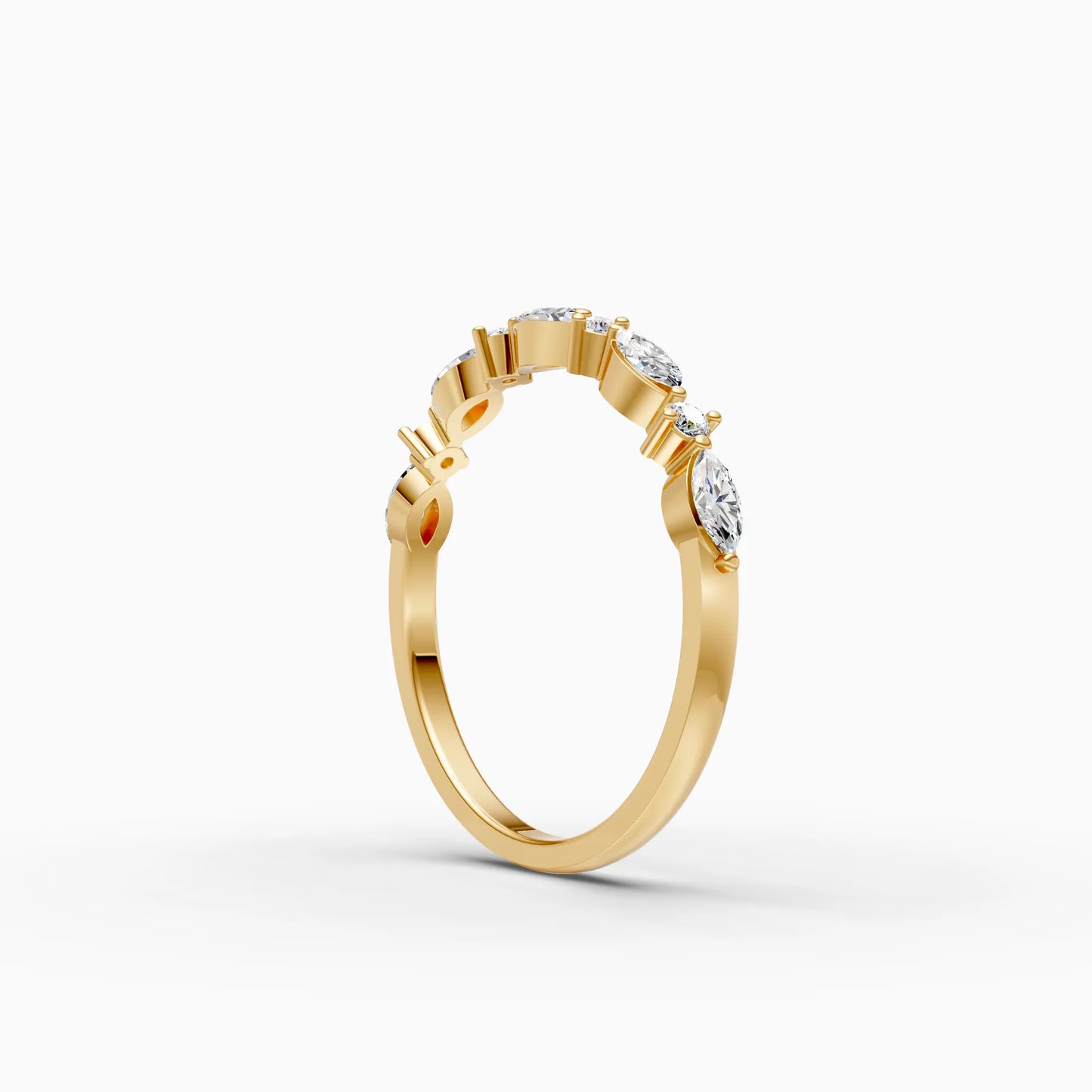 Alternating Marquise and Round Diamond Half Eternity Band