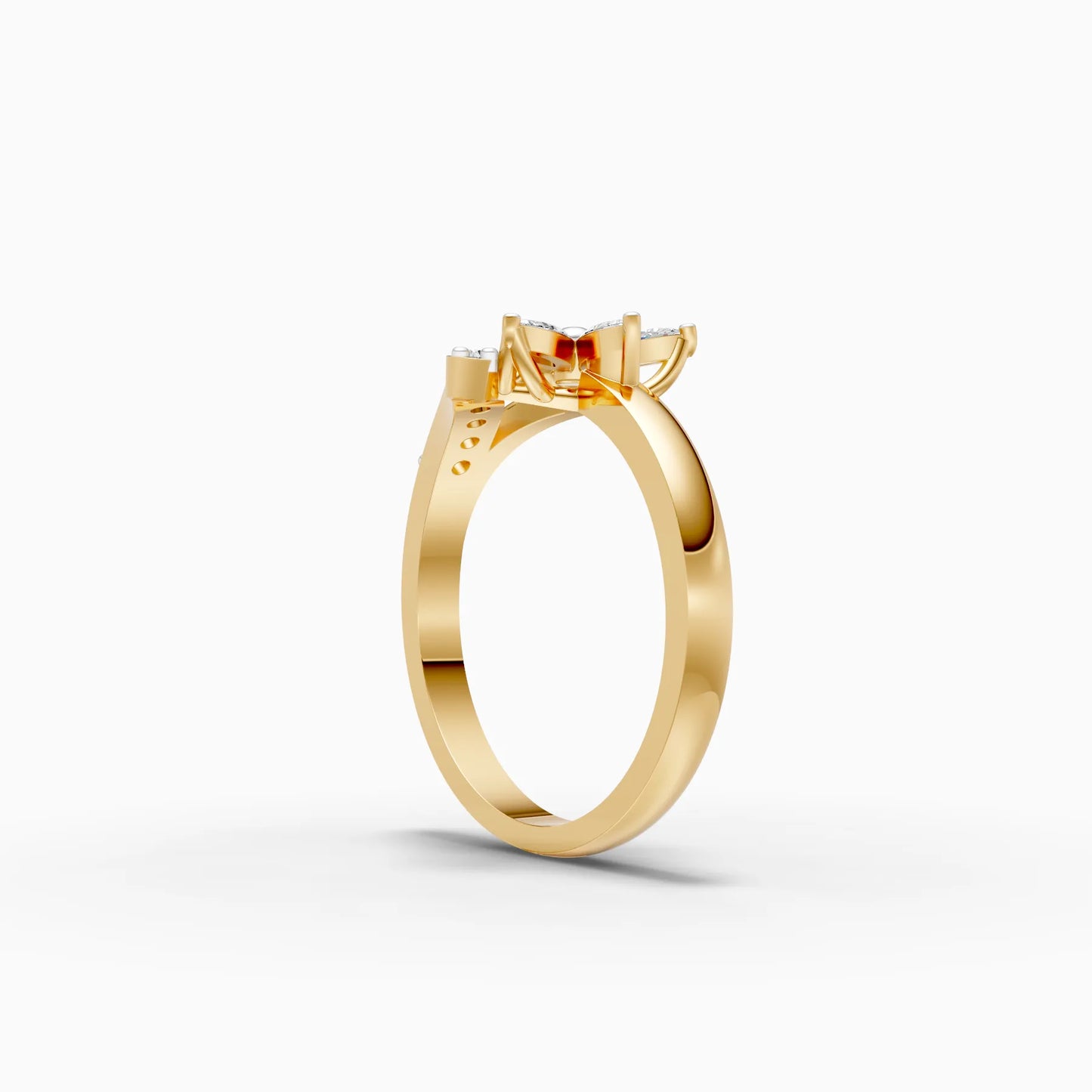 Marquise Petal Flower Bypass Ring