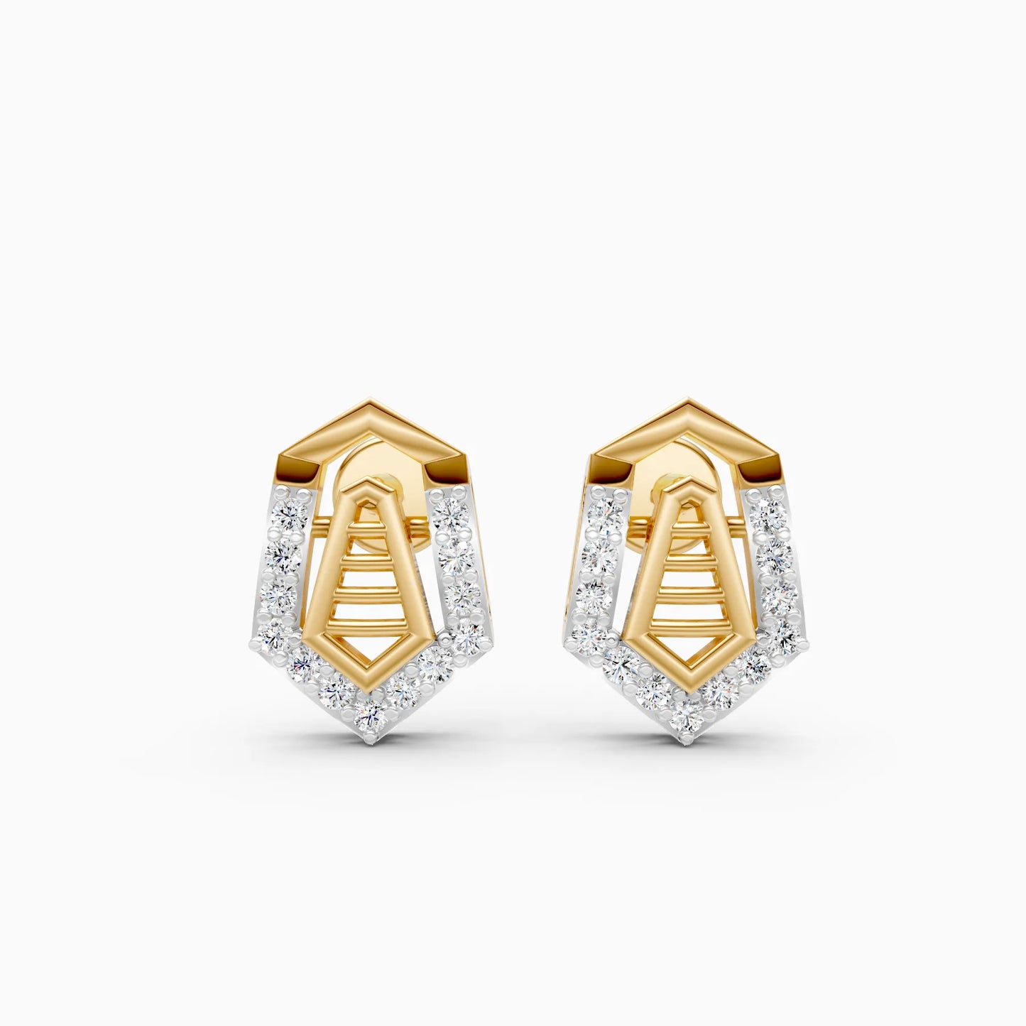 Geometric Shield Frame Stud Earrings