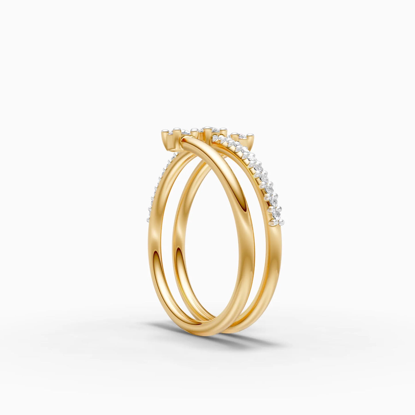 Triple Coil Spiral Diamond Wrap Ring