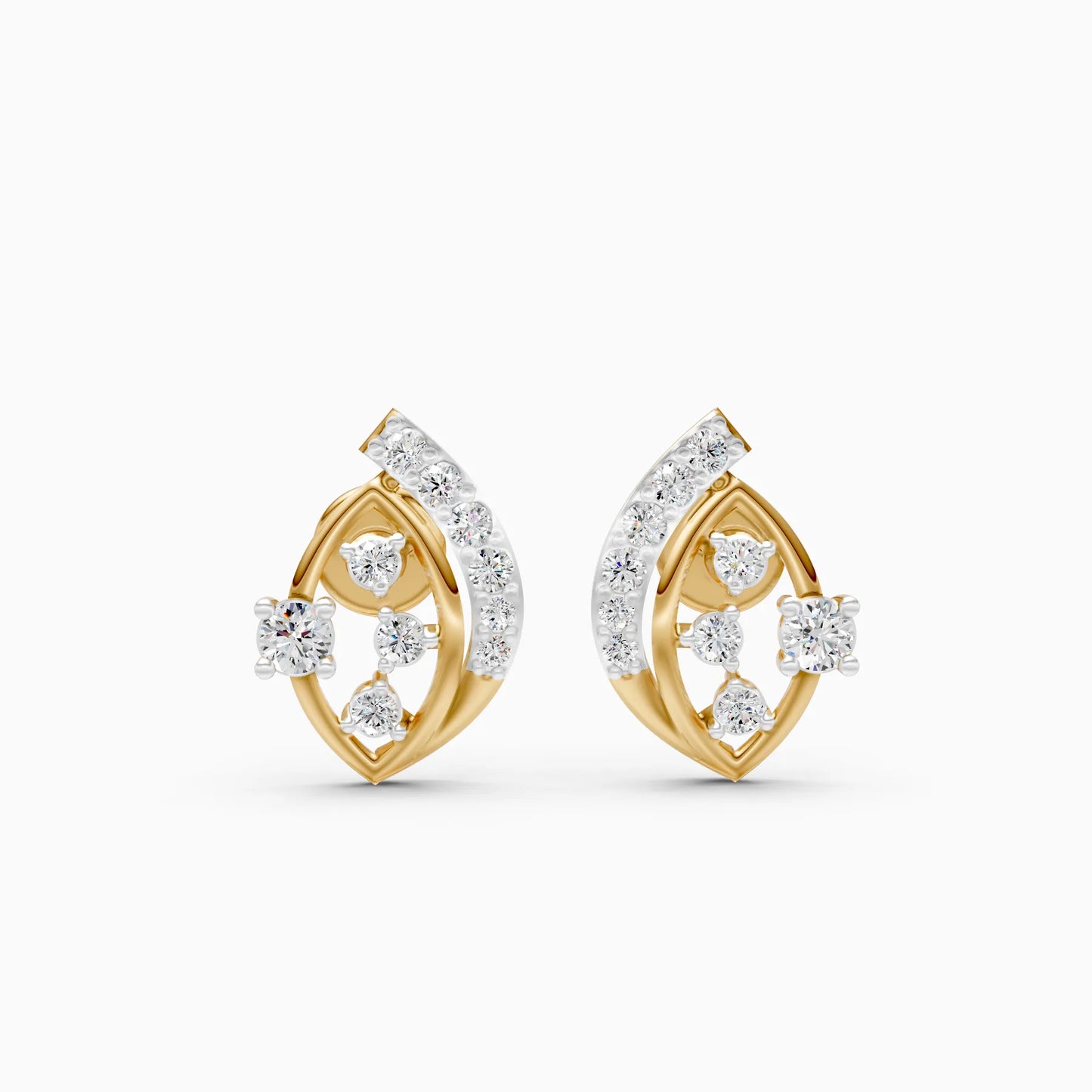 Marquise Frame Multi-Diamond Stud Earrings