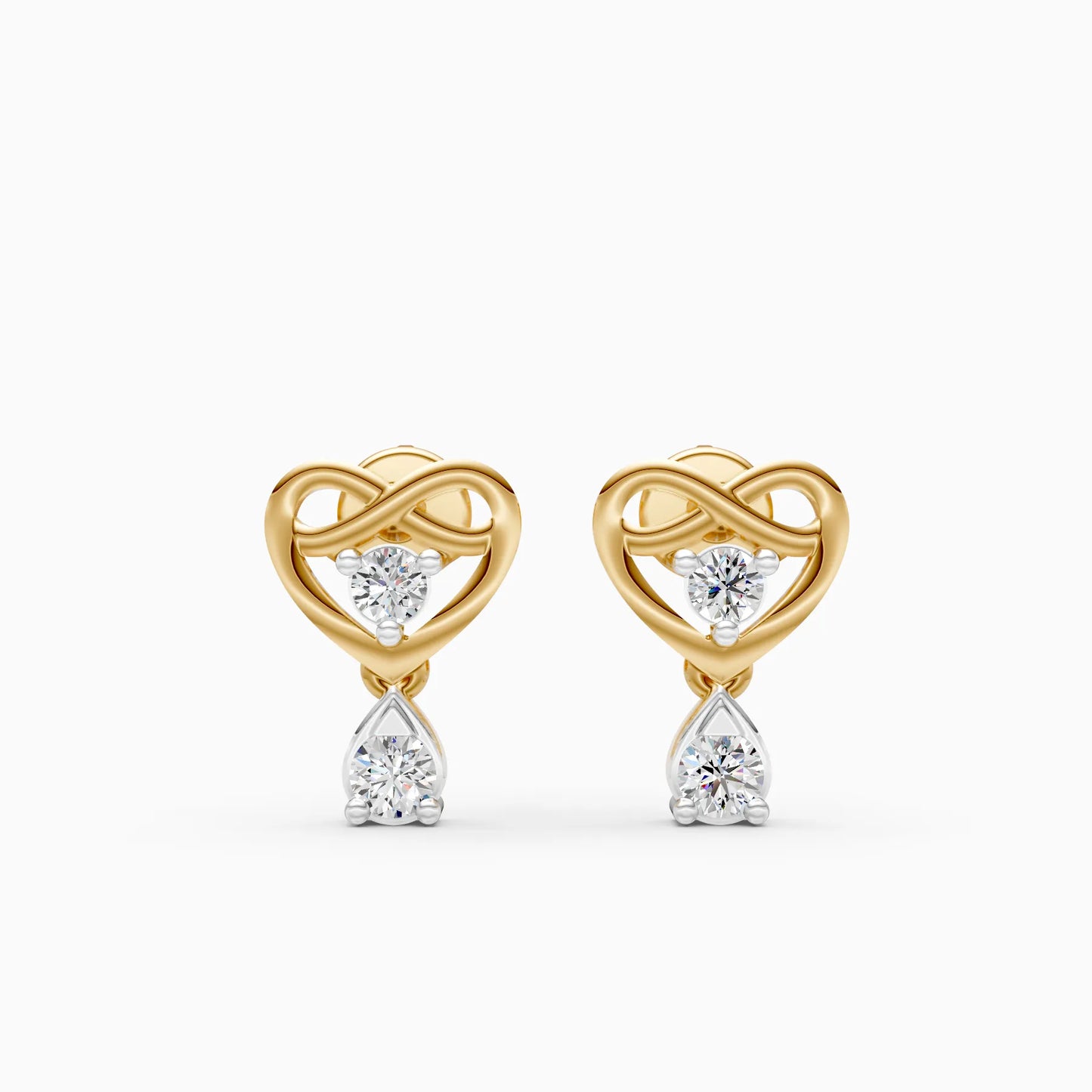 Infinity Heart Pear Drop Diamond Earrings