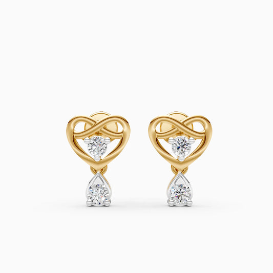 Infinity Heart Pear Drop Diamond Earrings
