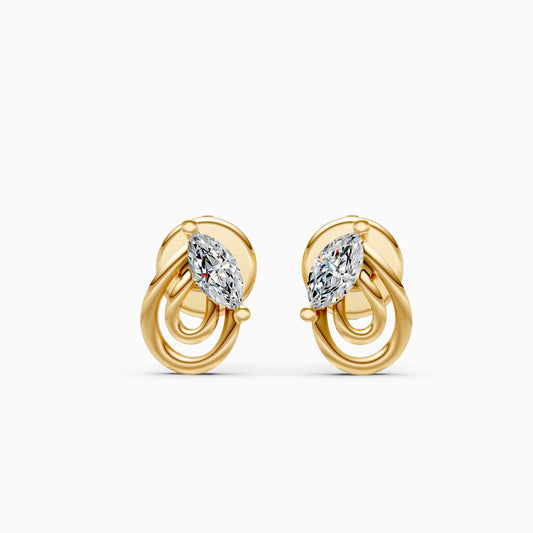 Knotted Loop Marquise Solitaire Stud Earrings