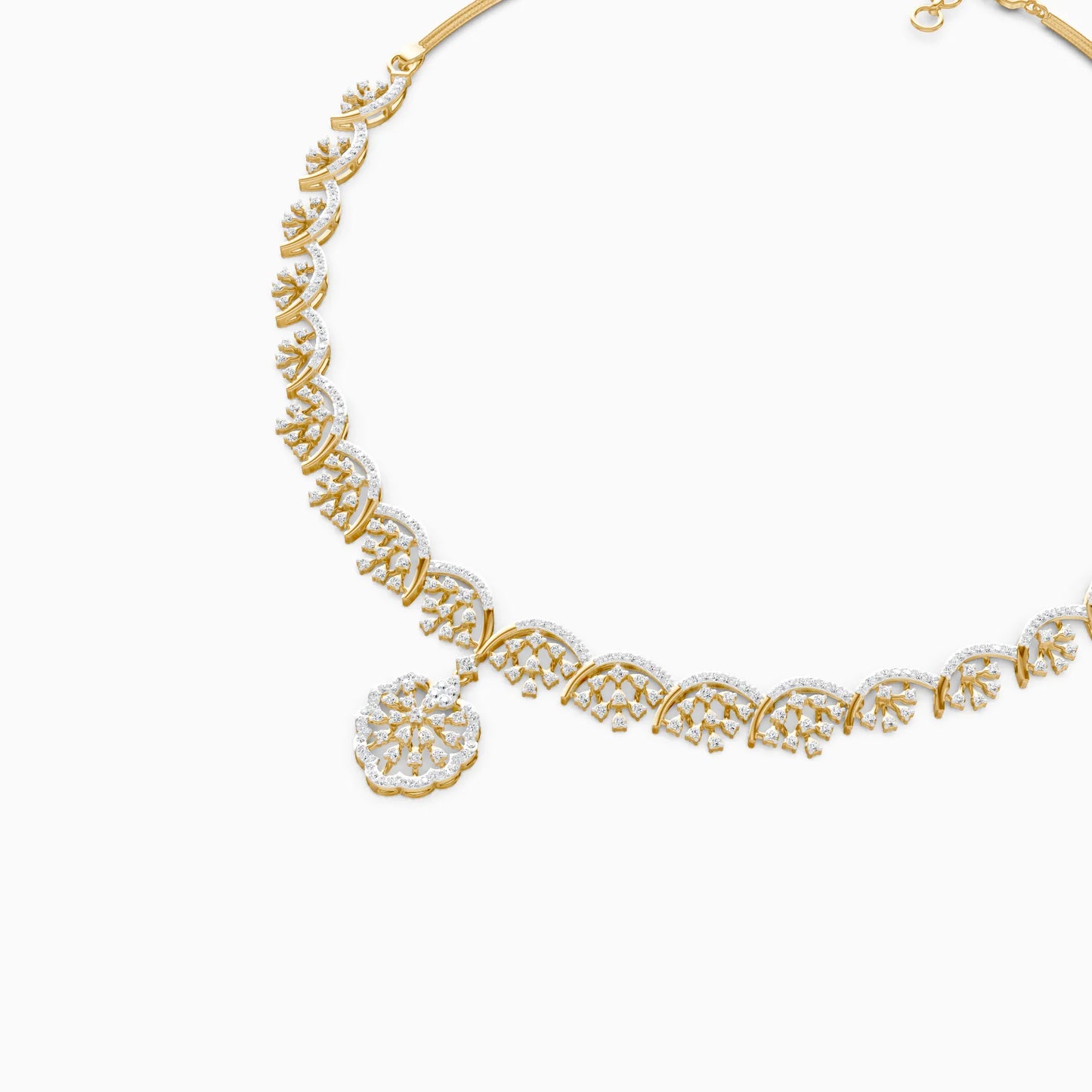 Diamond Fan Motif Necklace