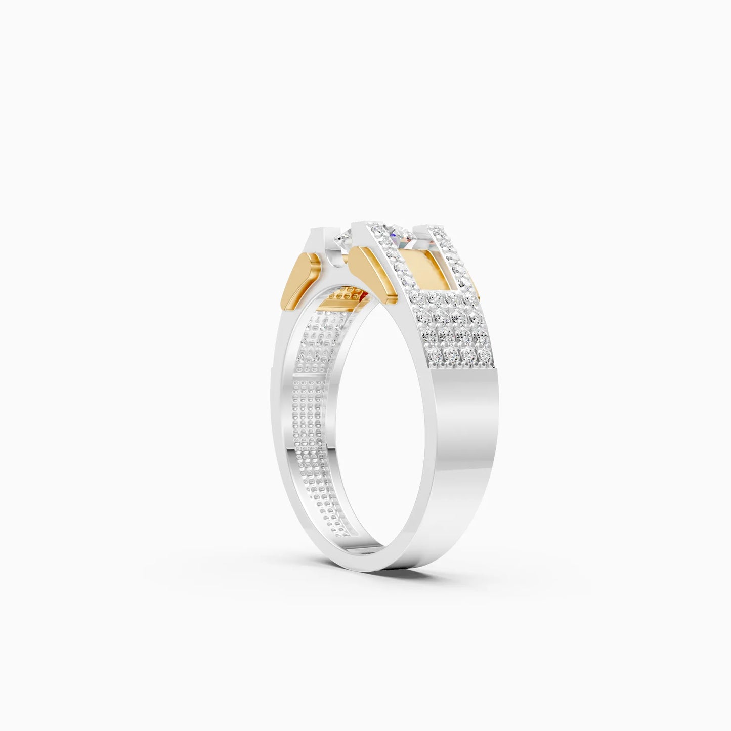 Two-Tone Geometric Band Ring