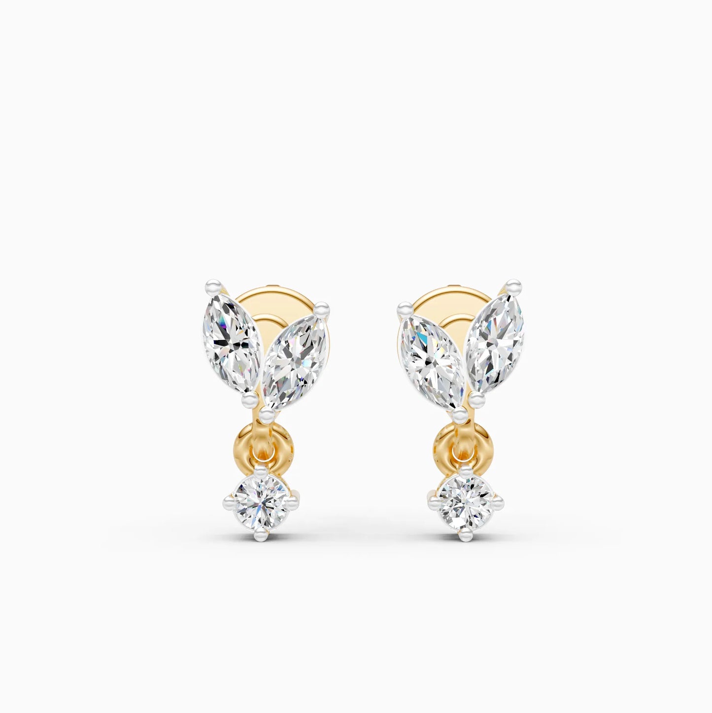 Twin Marquise Drop Stud Earrings