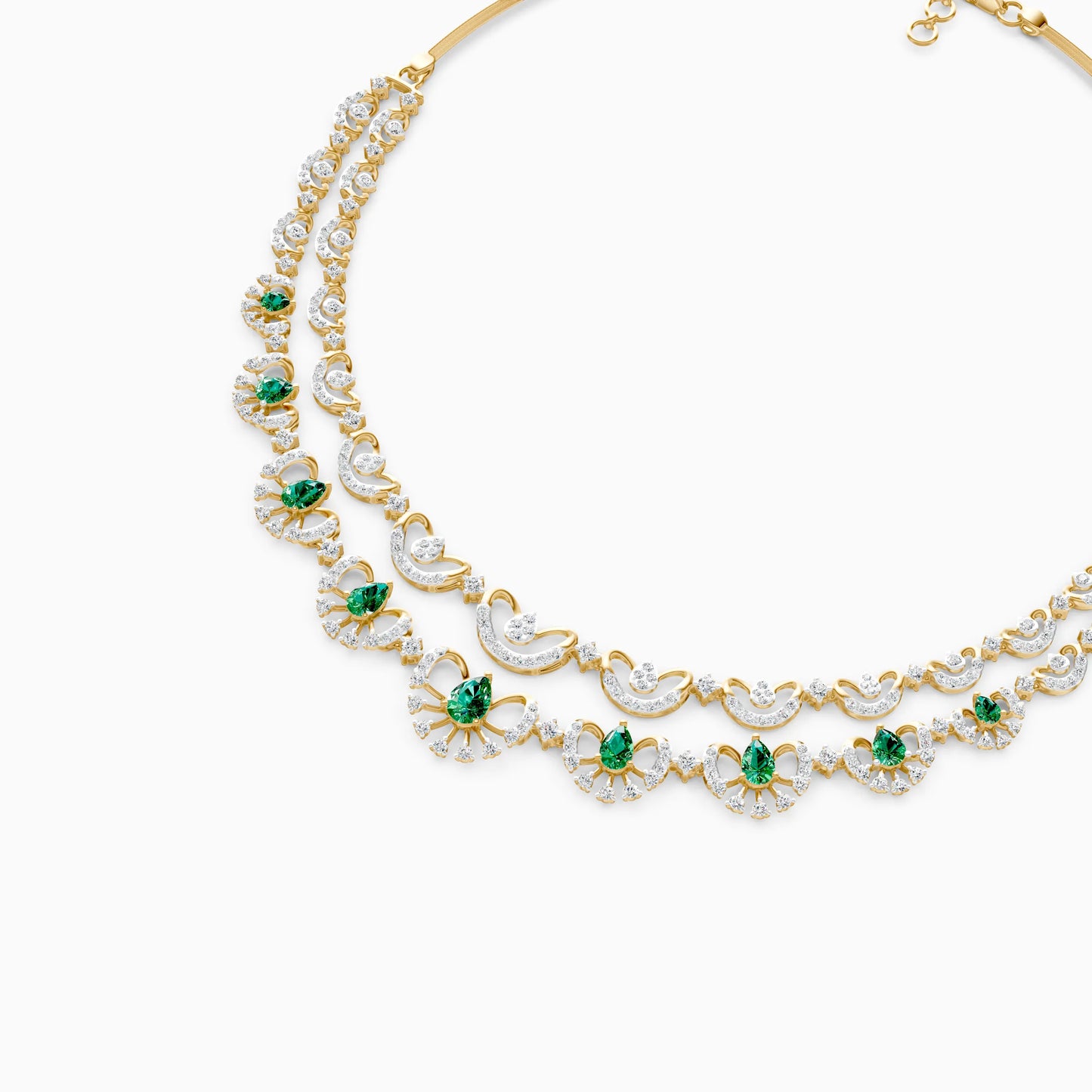Pear Green Stone Scallop Necklace