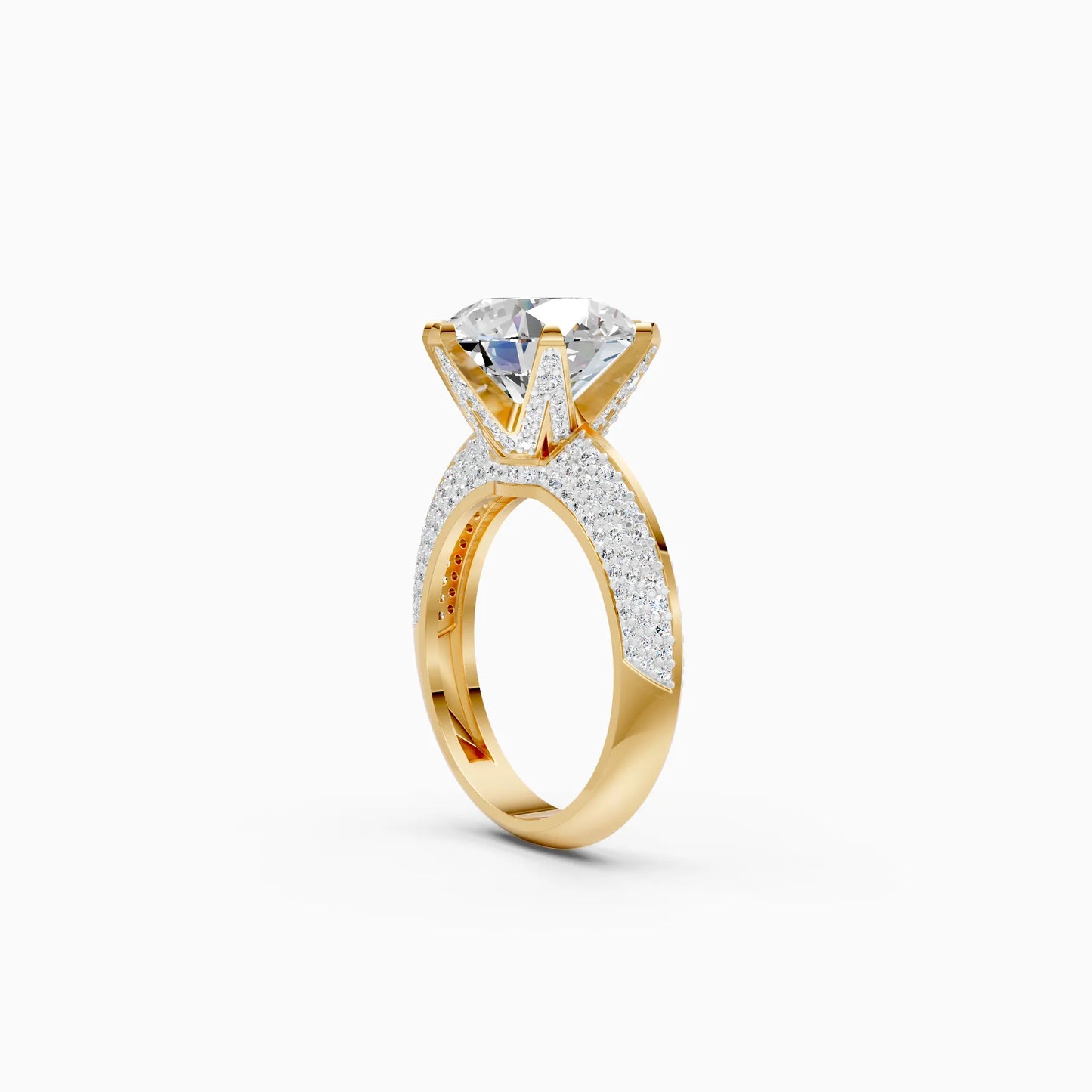 Round Solitaire Pavé Ring