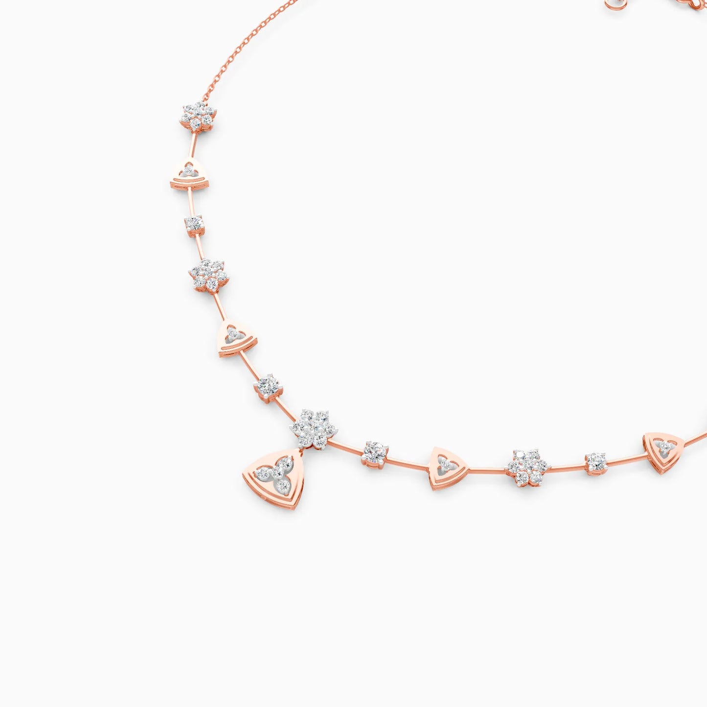 Floral Trillion Station Necklace