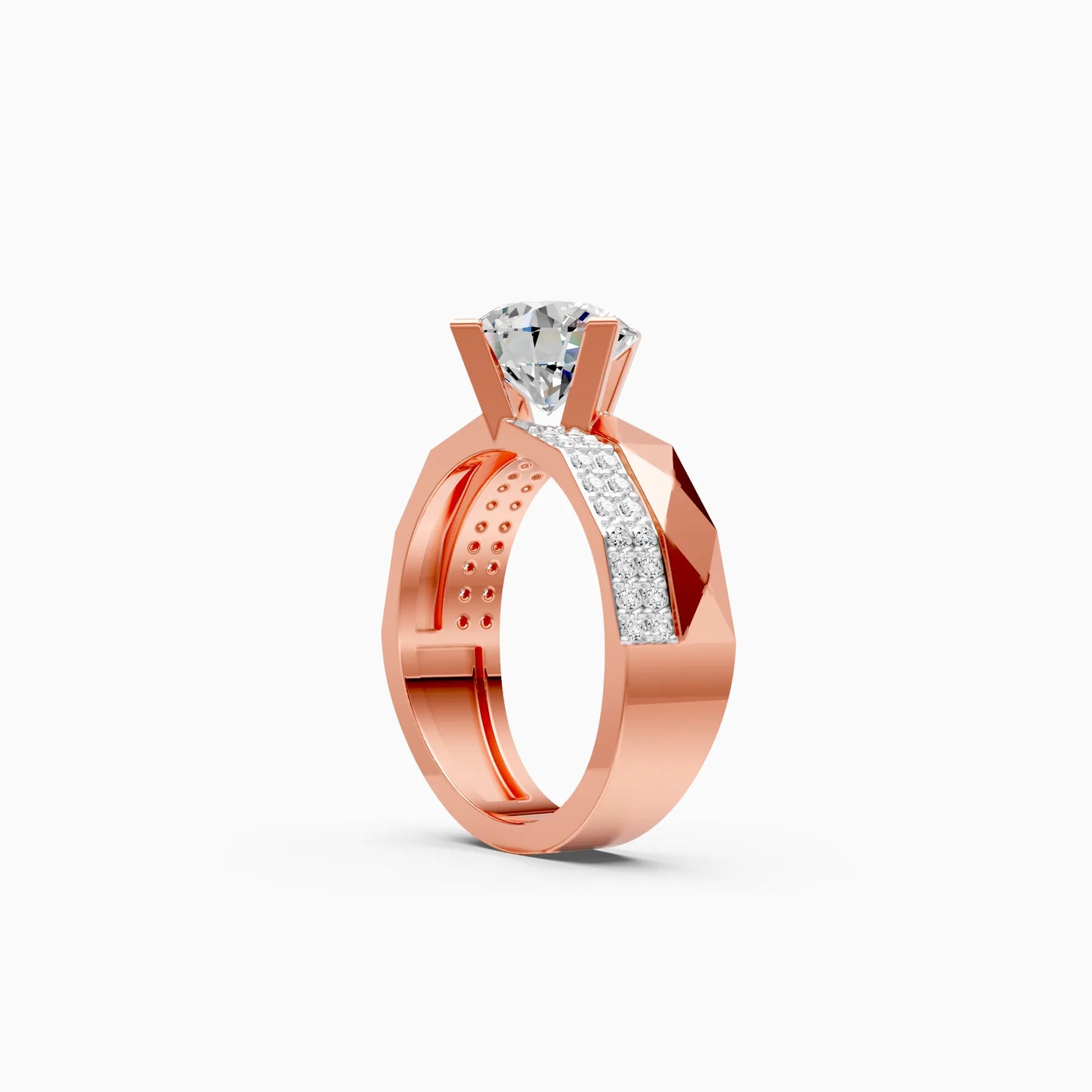 Round Faceted Solitaire Ring