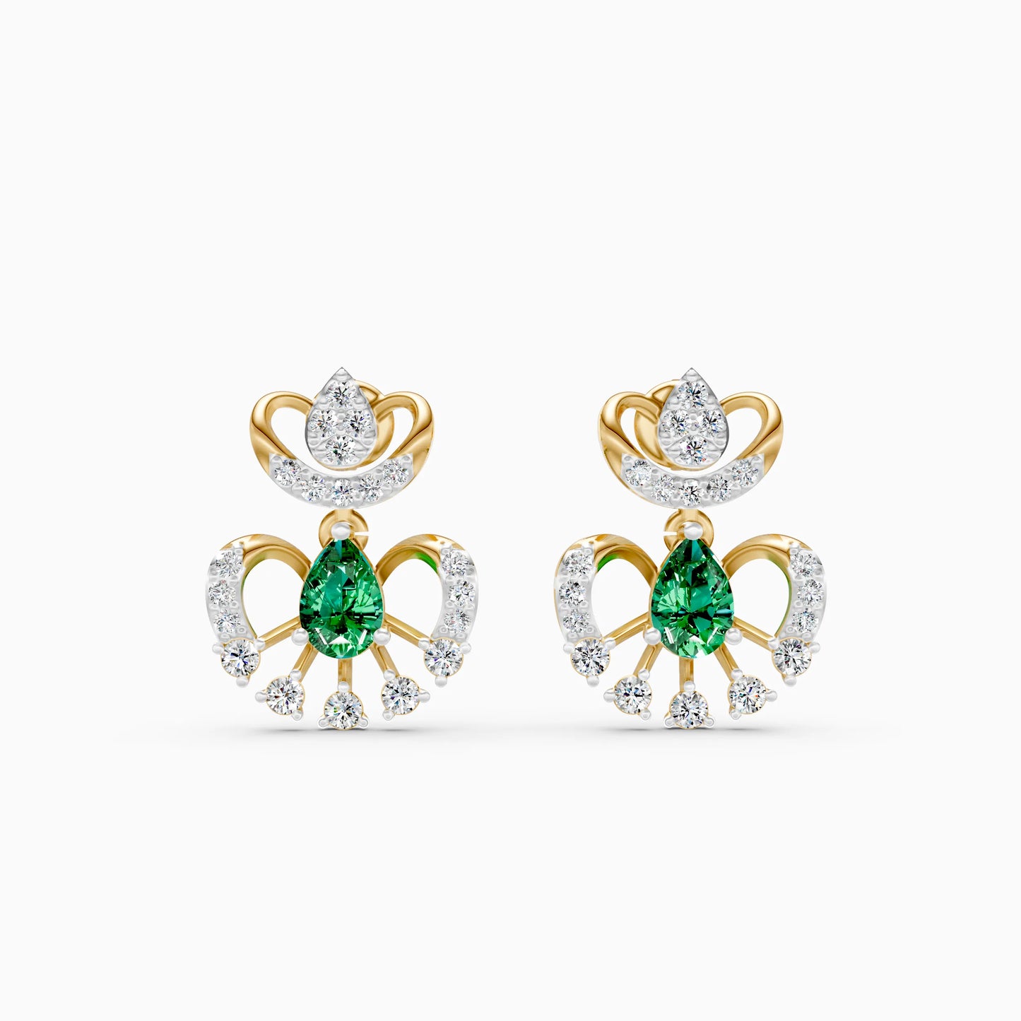 Pear Green Stone Fan Drop Earrings