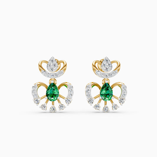 Pear Green Stone Fan Drop Earrings