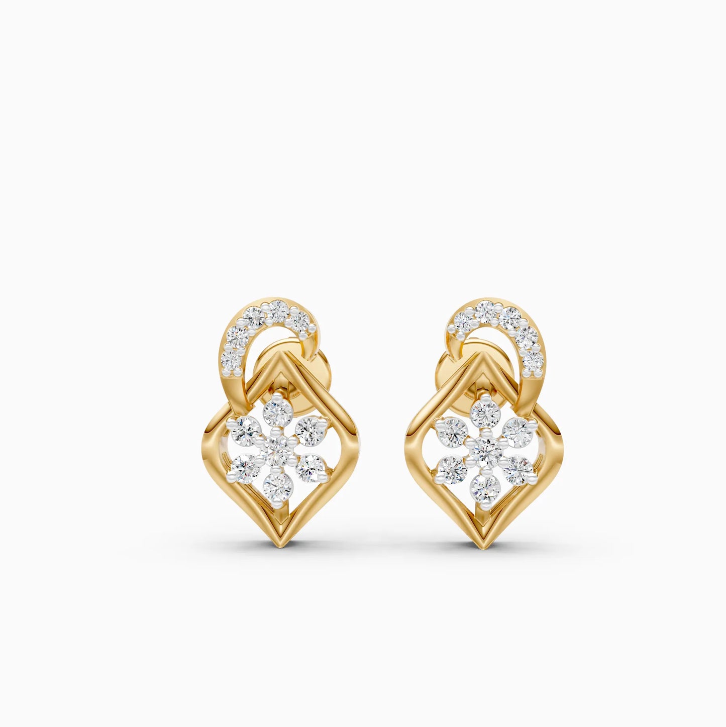 Kite Frame Floral Cluster Stud Earrings